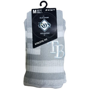 PKWY Tampa Bay Rays Steps Crew Socks Athletic Fit Gray Medium Sz Youth 1-6/W 3-8